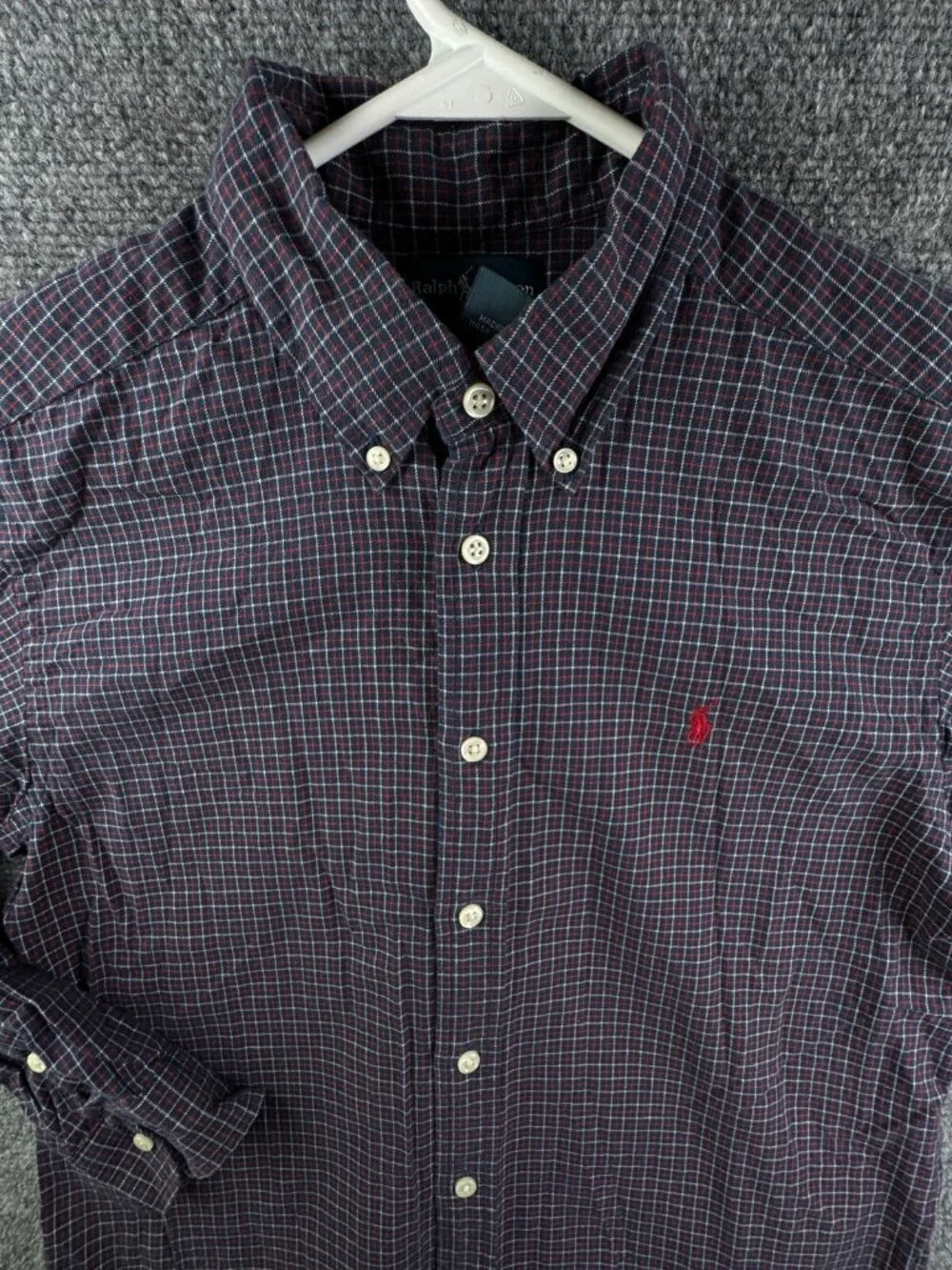 Ralph Lauren Flannel Boy Long Sleeve Button Up Shirt Youth Red Blue Check Cotton